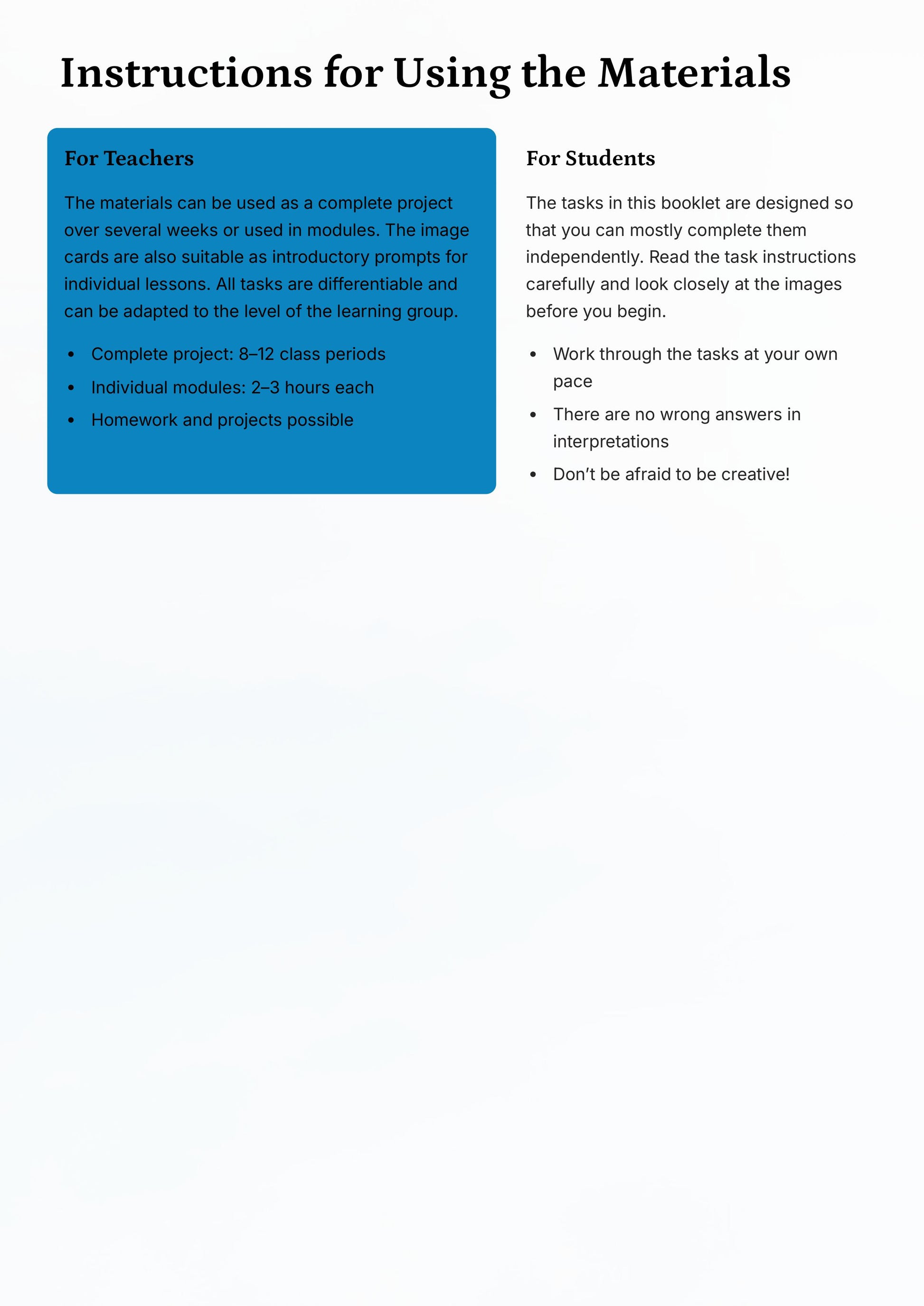 Summer Art Project – Picture Cards & Creative Activities Grades 5–7