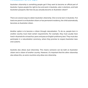 Australian Citizenship – Unterrichtsmaterial Staatsbürgerschaft & Einwanderung