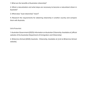 Australian Citizenship – Unterrichtsmaterial Staatsbürgerschaft & Einwanderung