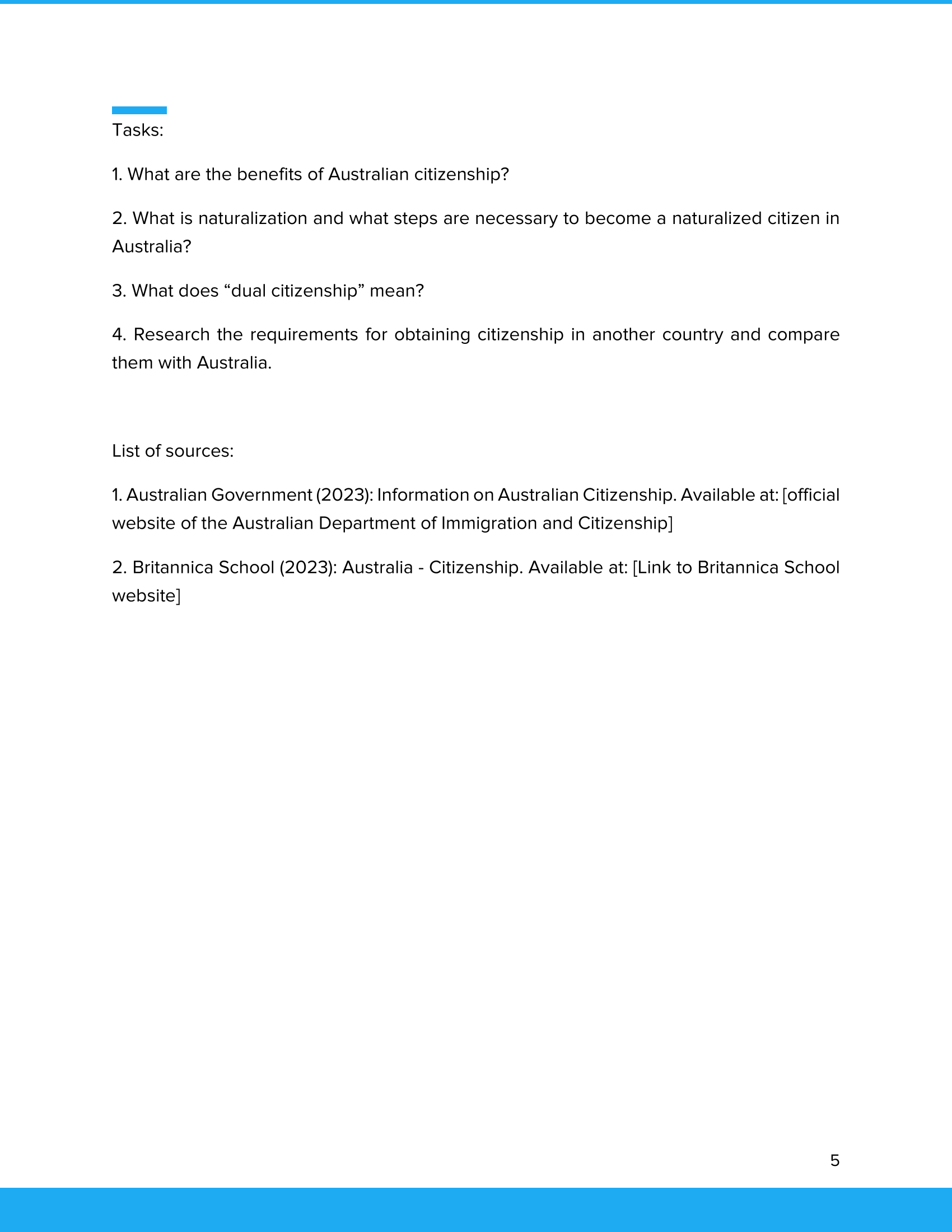 Australian Citizenship – Unterrichtsmaterial Staatsbürgerschaft & Einwanderung