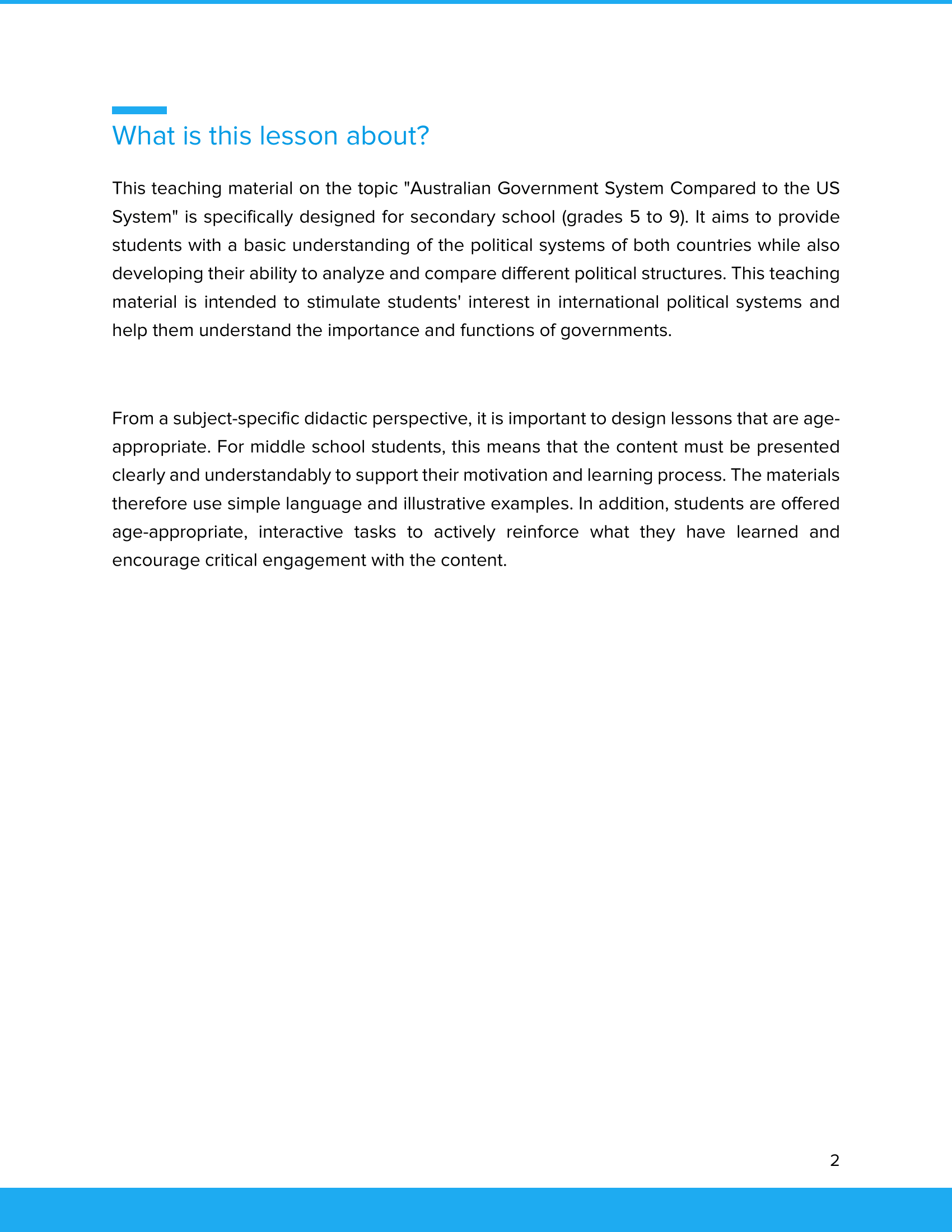 Australien & USA – Unterrichtsmaterial Vergleich politischer Systeme | Englisch