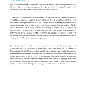 Australien & USA – Unterrichtsmaterial Vergleich politischer Systeme | Englisch