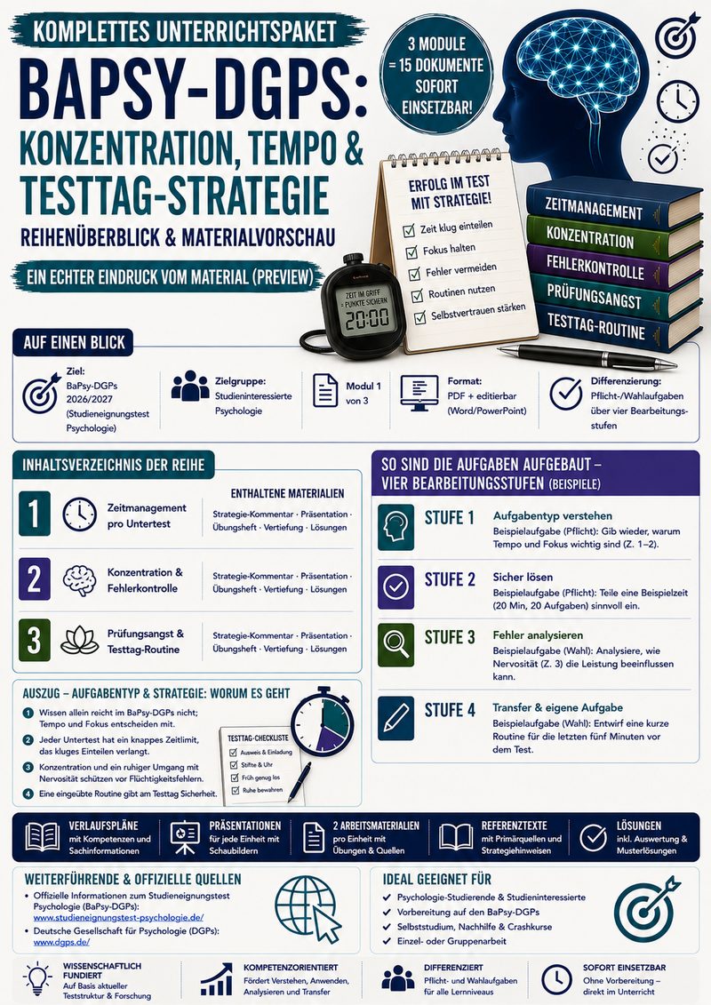BaPsy-DGPs Vorbereitung: Konzentration, Tempo & Testtag-Strategie