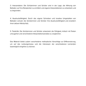 Balladen lesen und interpretieren – Unterrichtsmaterial Deutsch SEK I