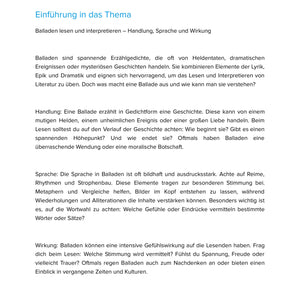 Balladen lesen und interpretieren – Unterrichtsmaterial Deutsch SEK I