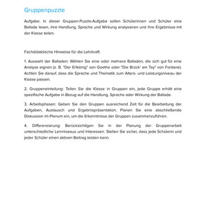 Balladen lesen und interpretieren – Unterrichtsmaterial Deutsch SEK I