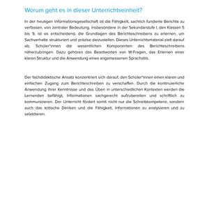 Berichte sachlich verfassen – W-Fragen, Struktur und Sprachstil