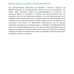 Beschreiben und Berichten – Personen-, Vorgangs- und Bildbeschreibungen