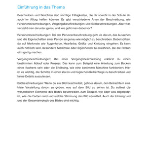 Beschreiben und Berichten – Personen-, Vorgangs- und Bildbeschreibungen