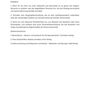 Beschreiben und Berichten – Personen-, Vorgangs- und Bildbeschreibungen