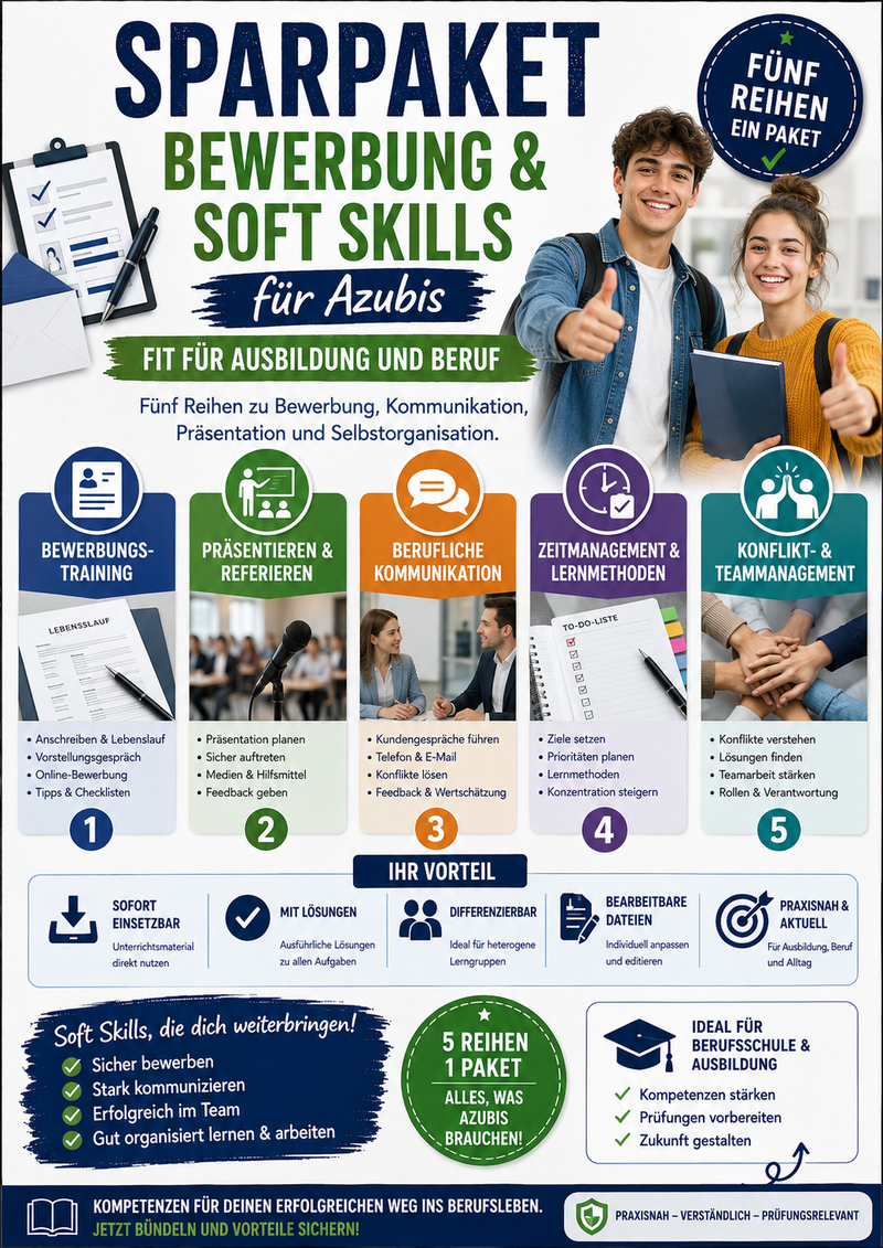 Sparpaket Bewerbung & Soft Skills für Azubis | Berufsschule