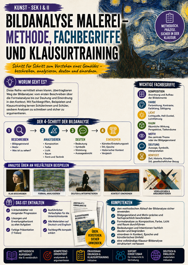 Bildanalyse Malerei – Methode, Fachbegriffe und Klausurtraining