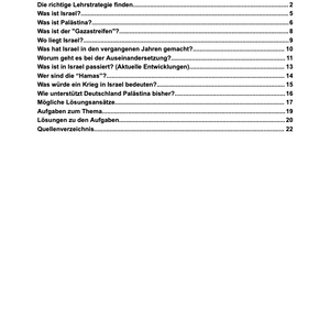 Israel and Palestine in war / conflict (teaching material) 