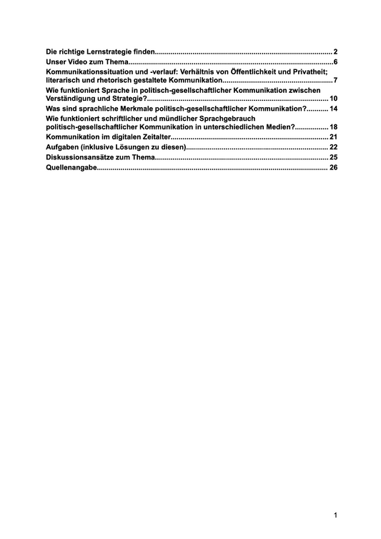 Lernheft: "Kommunikation in Politik und Gesellschaft" (Lehrplaninhalte Deutsch-Abitur)