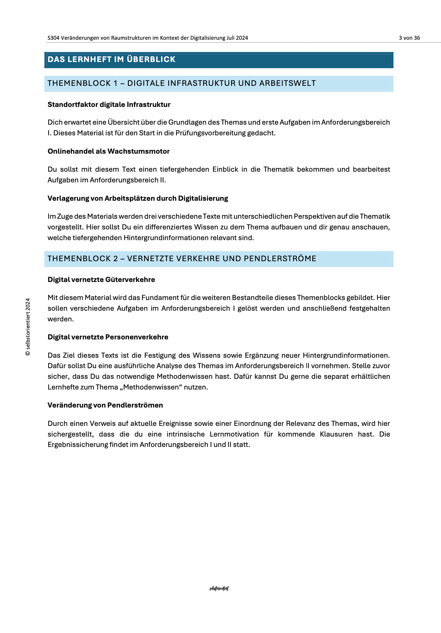 Geographie Abitur: Veränderung von Raumstrukturen im Kontext von Digitalisierung (Standortfaktor digitale Infrastruktur, Onlinehandel)