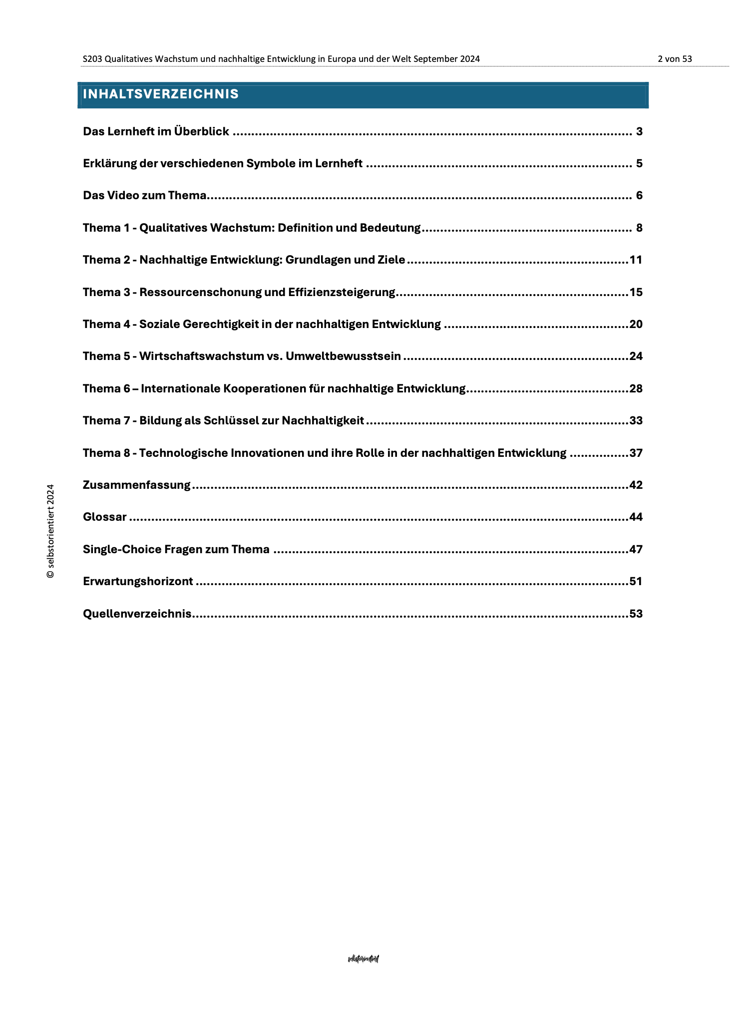 Qualitatives Wachstum und Nachhaltige Entwicklung - Abitur Lernhilfe