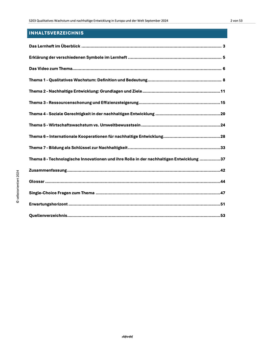 Qualitatives Wachstum und Nachhaltige Entwicklung - Abitur Lernhilfe