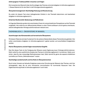 Lernheft „Einfluss des Menschen auf Ökosysteme, Nachhaltigkeit und Biodiversität