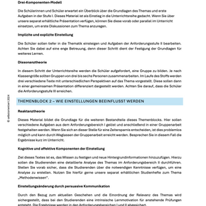 Einstellung und Einstellungsänderung - Unterrichtsmaterial