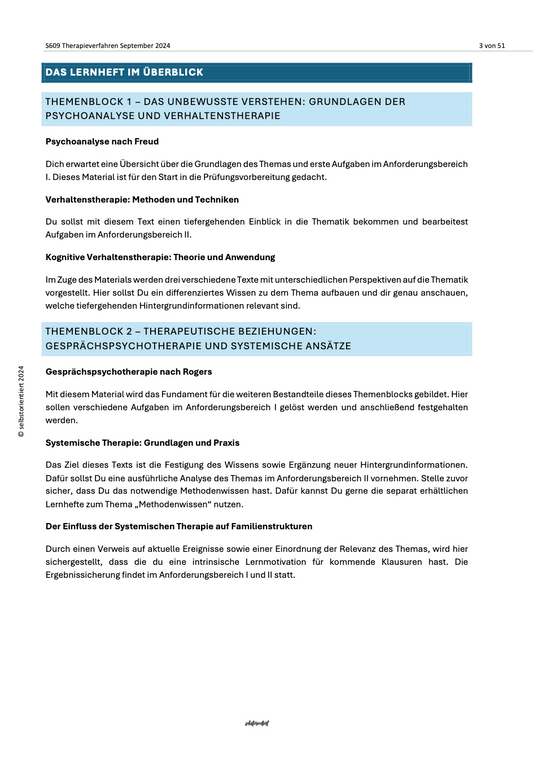 Lernheft: Therapieverfahren in der Psychologie