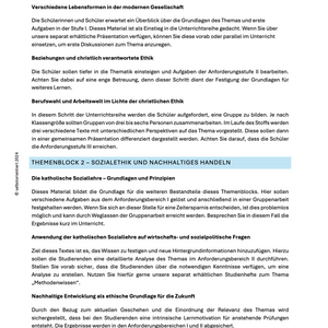 Anwendung: Ethik der Lebensbereiche - Unterrichtsmaterial