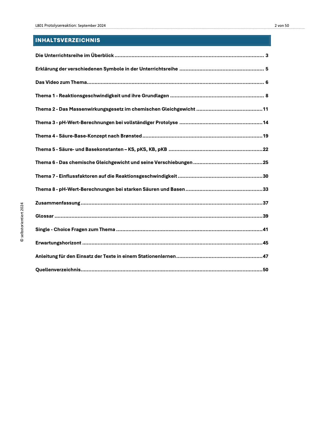 Protolysereaktionen & Massenwirkungsgesetz - Unterrichtsmaterial