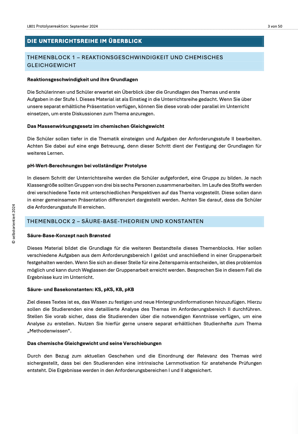 Protolysereaktionen & Massenwirkungsgesetz - Unterrichtsmaterial