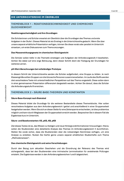 Protolysereaktionen & Massenwirkungsgesetz - Unterrichtsmaterial