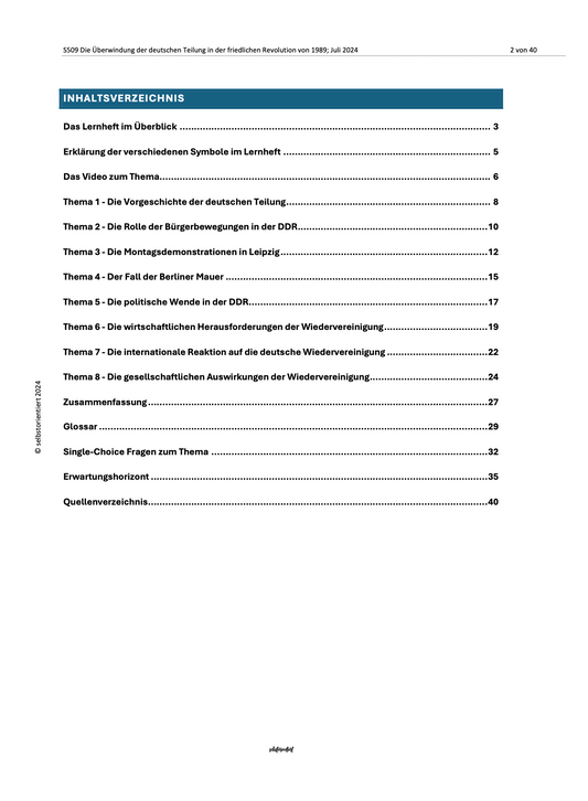 Die Überwindung der deutschen Teilung in der friedlichen Revolution von 1989 - Abitur Lernheft