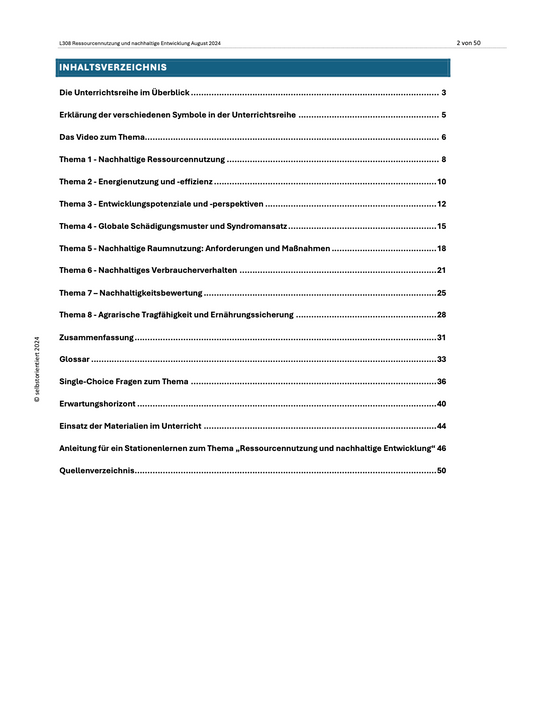 Fachmodul: Ressourcennutzung und nachhaltige Entwicklung