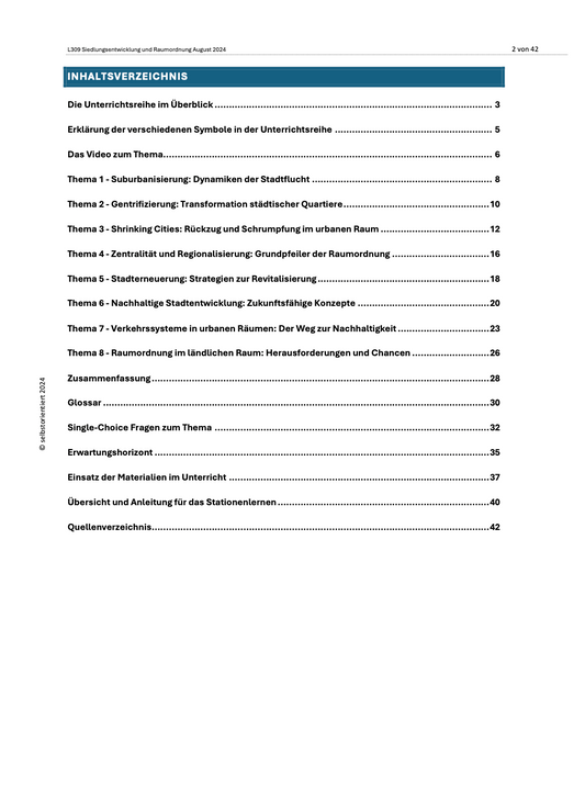 Fachmodul: Siedlungsentwicklung und Raumordnung - Lehrplan Geographie GoST (Niedersachsen)