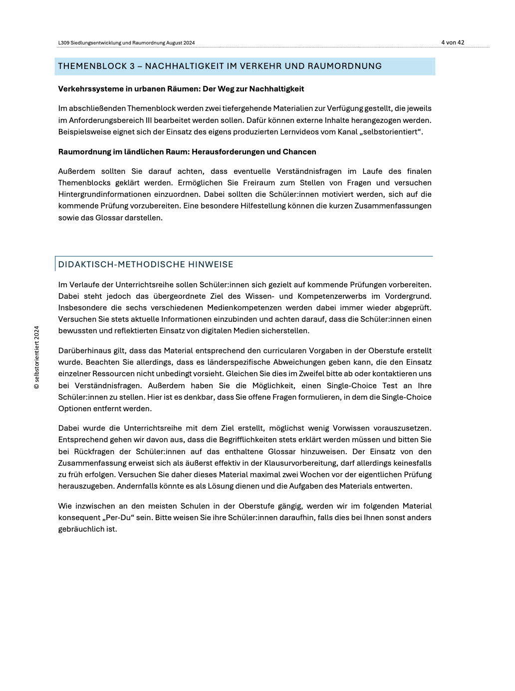 Fachmodul: Siedlungsentwicklung und Raumordnung - Lehrplan Geographie GoST (Niedersachsen)