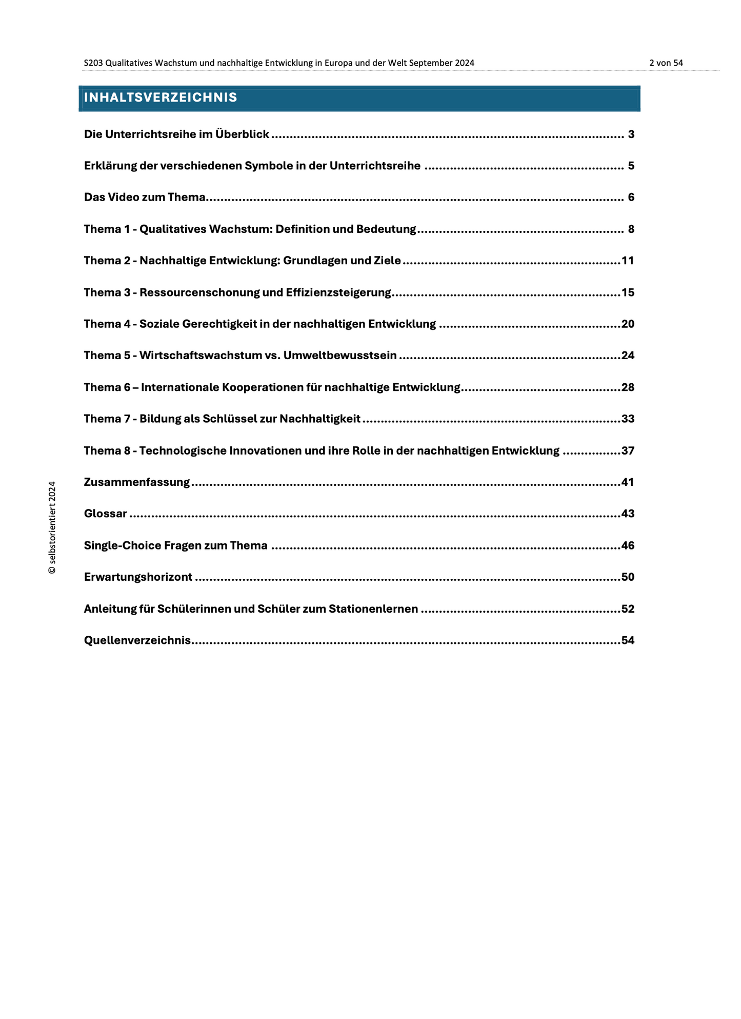 Qualitatives Wachstum und nachhaltige Entwicklung in Europa und der Welt - Unterrichtsmaterial