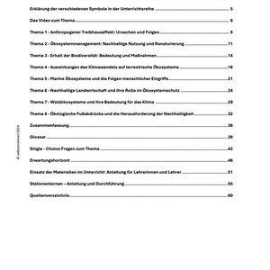 Einfluss des Menschen auf Ökosysteme, Nachhaltigkeit und Biodiversität - Unterrichtsmaterial