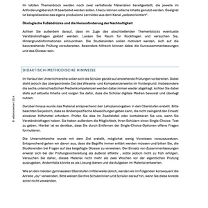 Einfluss des Menschen auf Ökosysteme, Nachhaltigkeit und Biodiversität - Unterrichtsmaterial