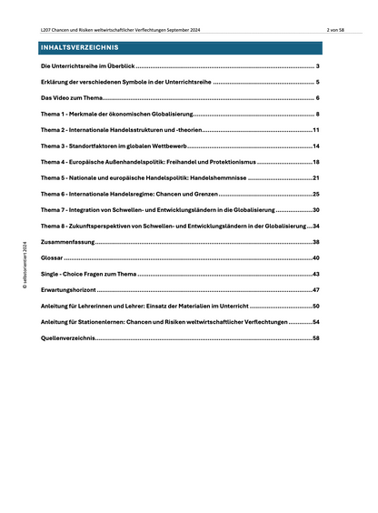 Chancen und Risiken weltwirtschaftlicher Verflechtungen - Unterrichtsmaterial