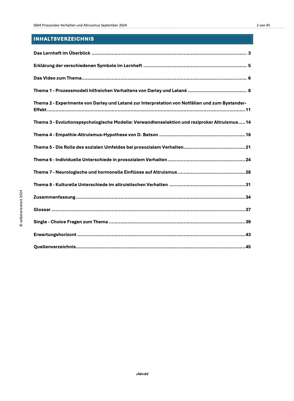 Prozessmodell hilfreichen Verhaltens von Darley und Latané - Lernheft