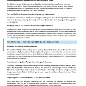 Ökofaktoren: Temperatur und Wasser - Unterrichtsmaterial