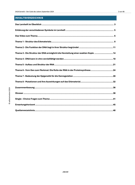 Lernheft: Aufbau und Struktur der DNA & RNA