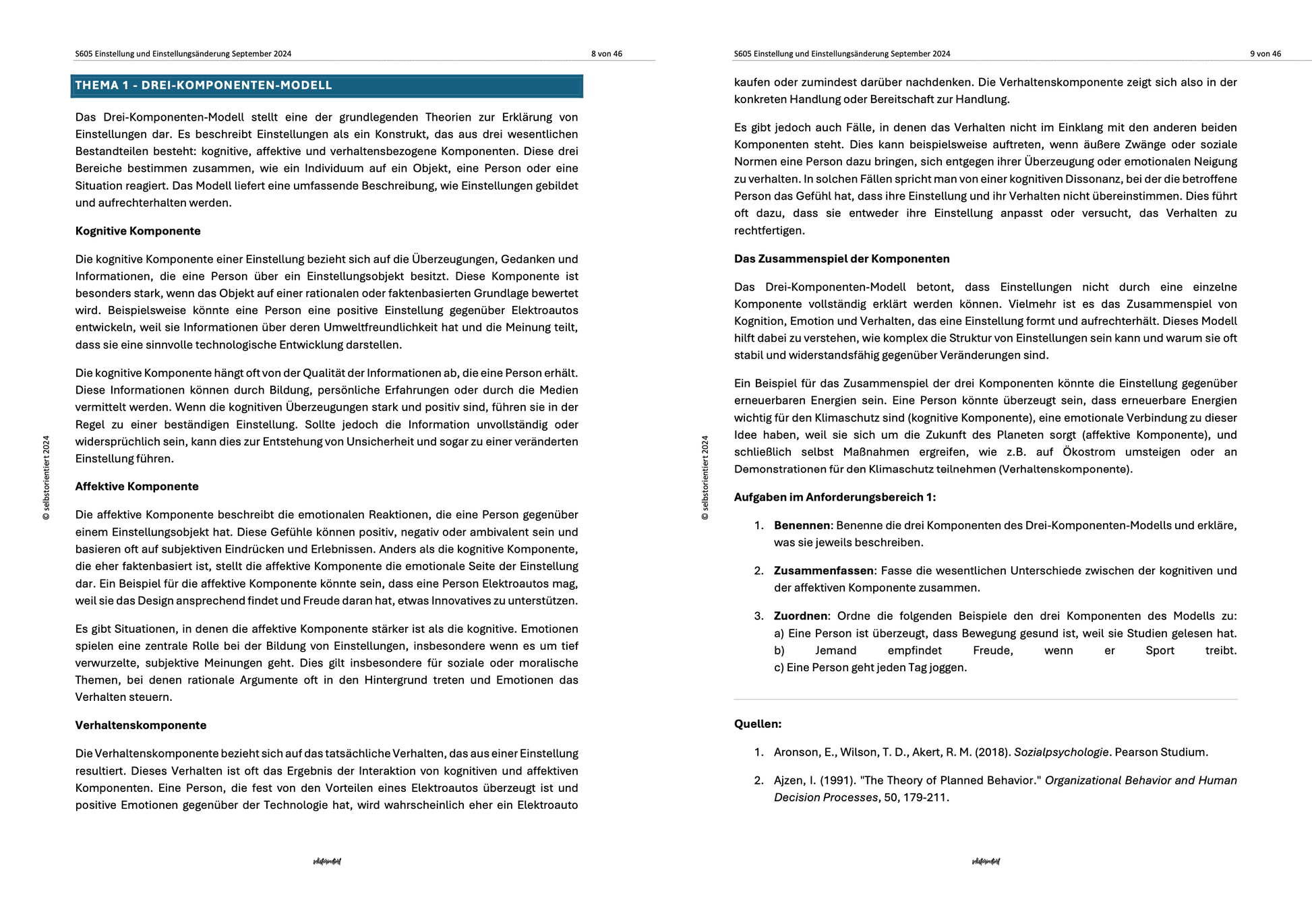 Dissonanztheorie und Reaktanztheorie - Lernheft