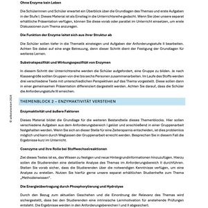 Enzyme und Stoffwechsel - Unterrichtsmaterial