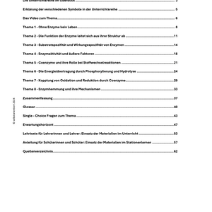 Enzyme und Stoffwechsel - Unterrichtsmaterial