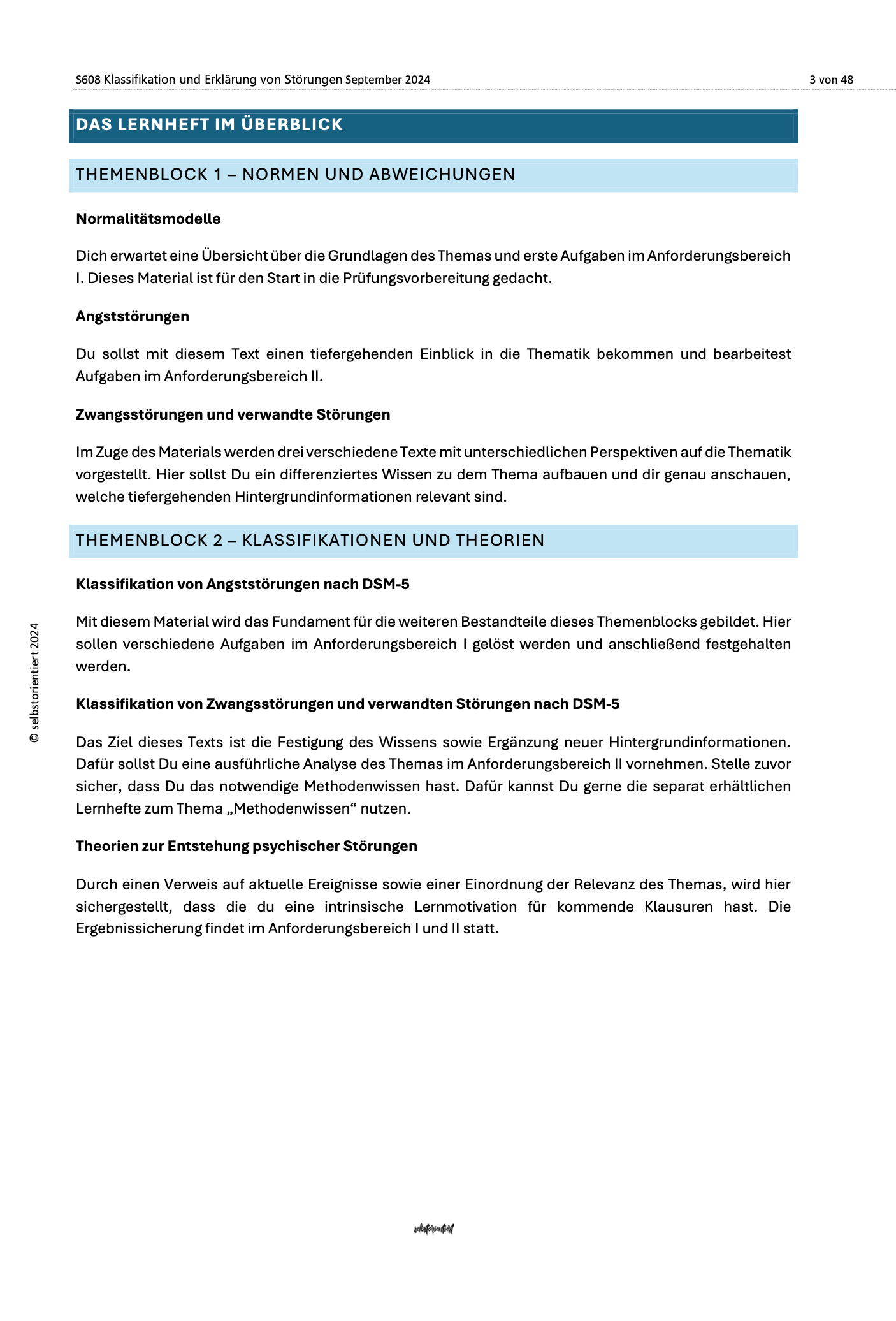 Lernheft zu psychischen Störungen - Angststörungen und Zwangsstörungen