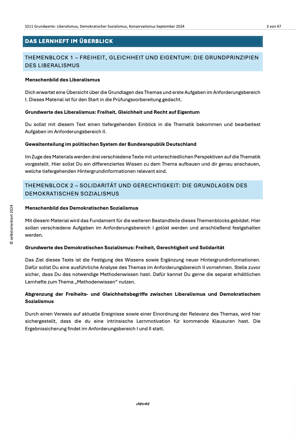 Lernheft: Demokratischen Sozialismus und Konservatismus