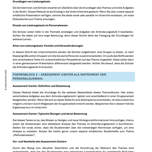 Leistungstests und Assessment-Center - Unterrichtsmaterial