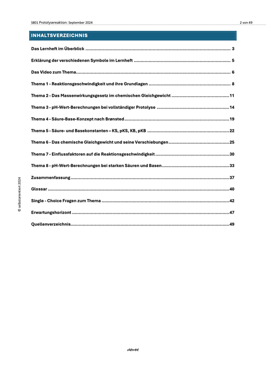 Säure-Base-Konzept & pH-Wert - Lernheft zum Austeilen