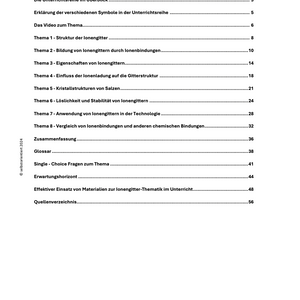 Unterrichtsreihe: Ionengittern und Ionenbindungen