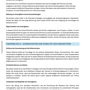 Unterrichtsreihe: Ionengittern und Ionenbindungen