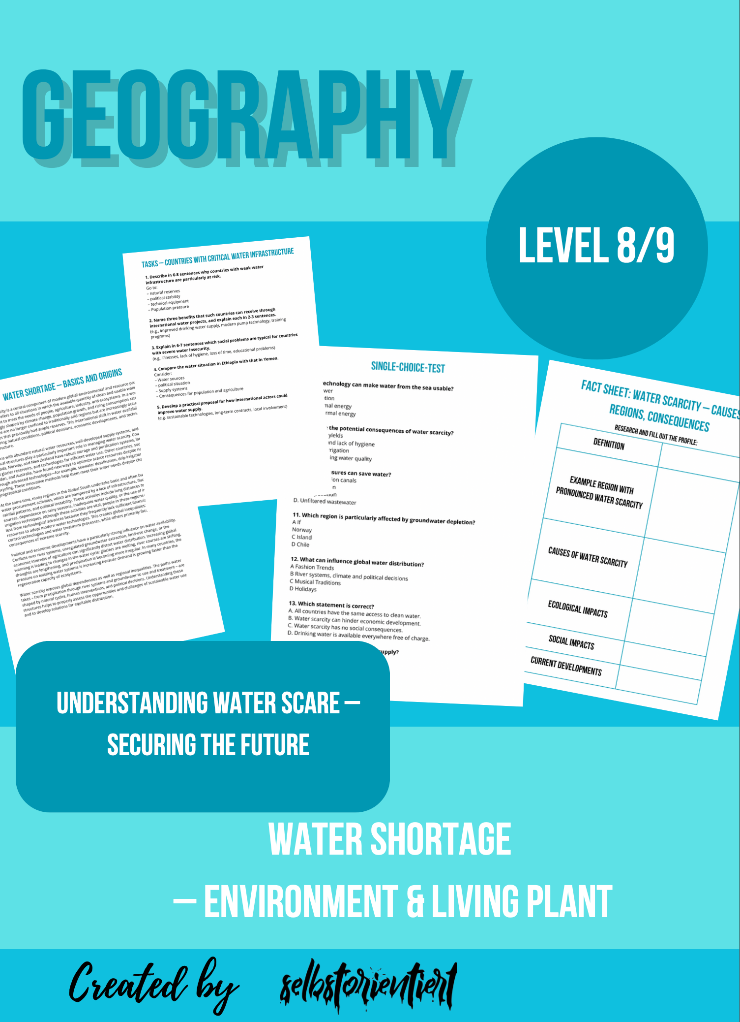 Water Shortage – Causes, Impacts and Global Inequality (Grades 8–9)