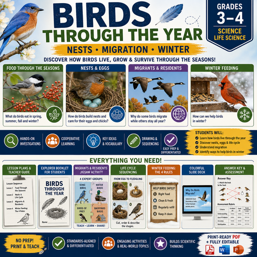 Birds Through the Year: Nests, Migration & Winter | Science Unit (Grades 3-4)